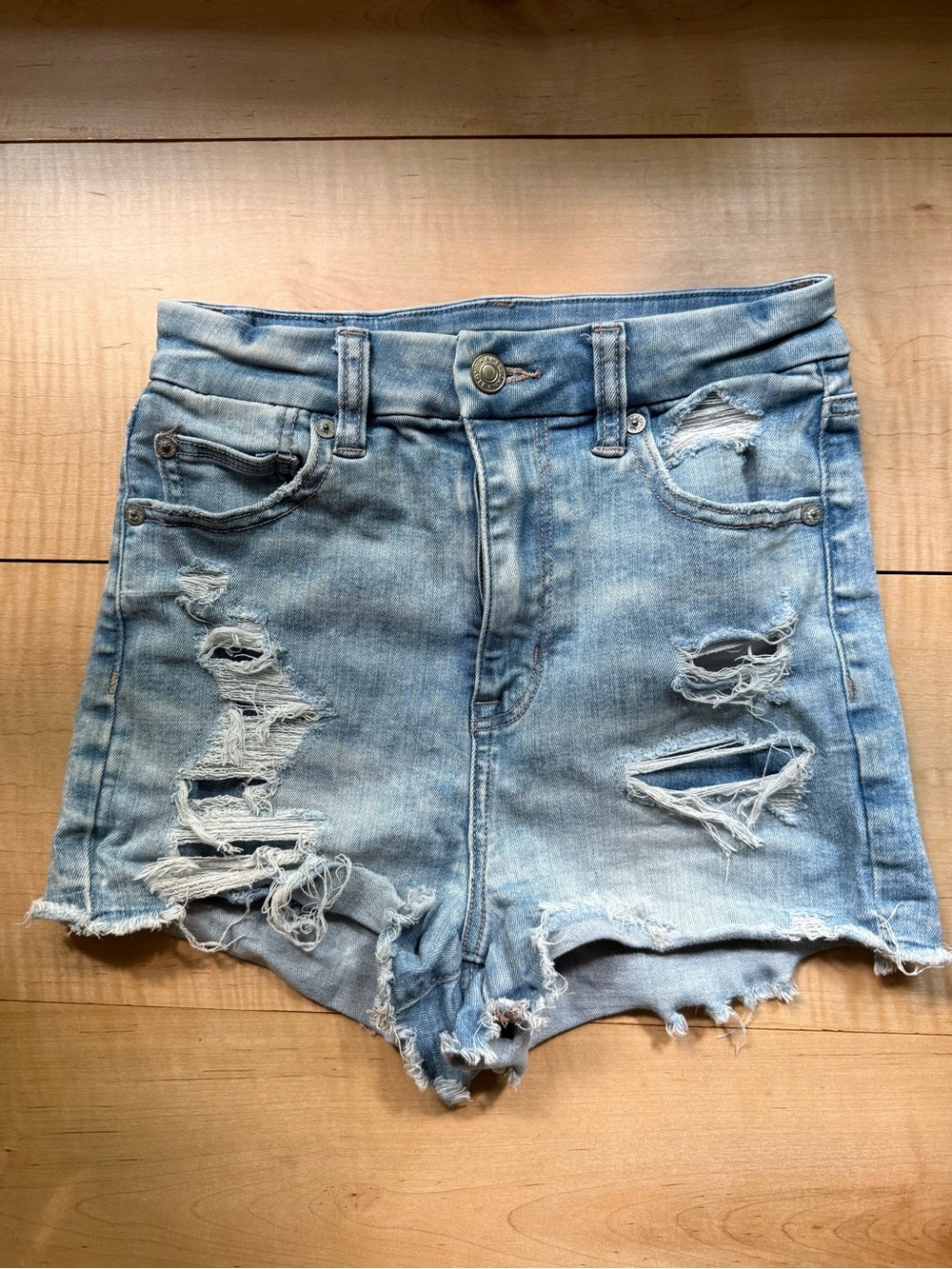 American Eagle Outfitters High Rise Distressed Denim Shorts Costal Cowgirl